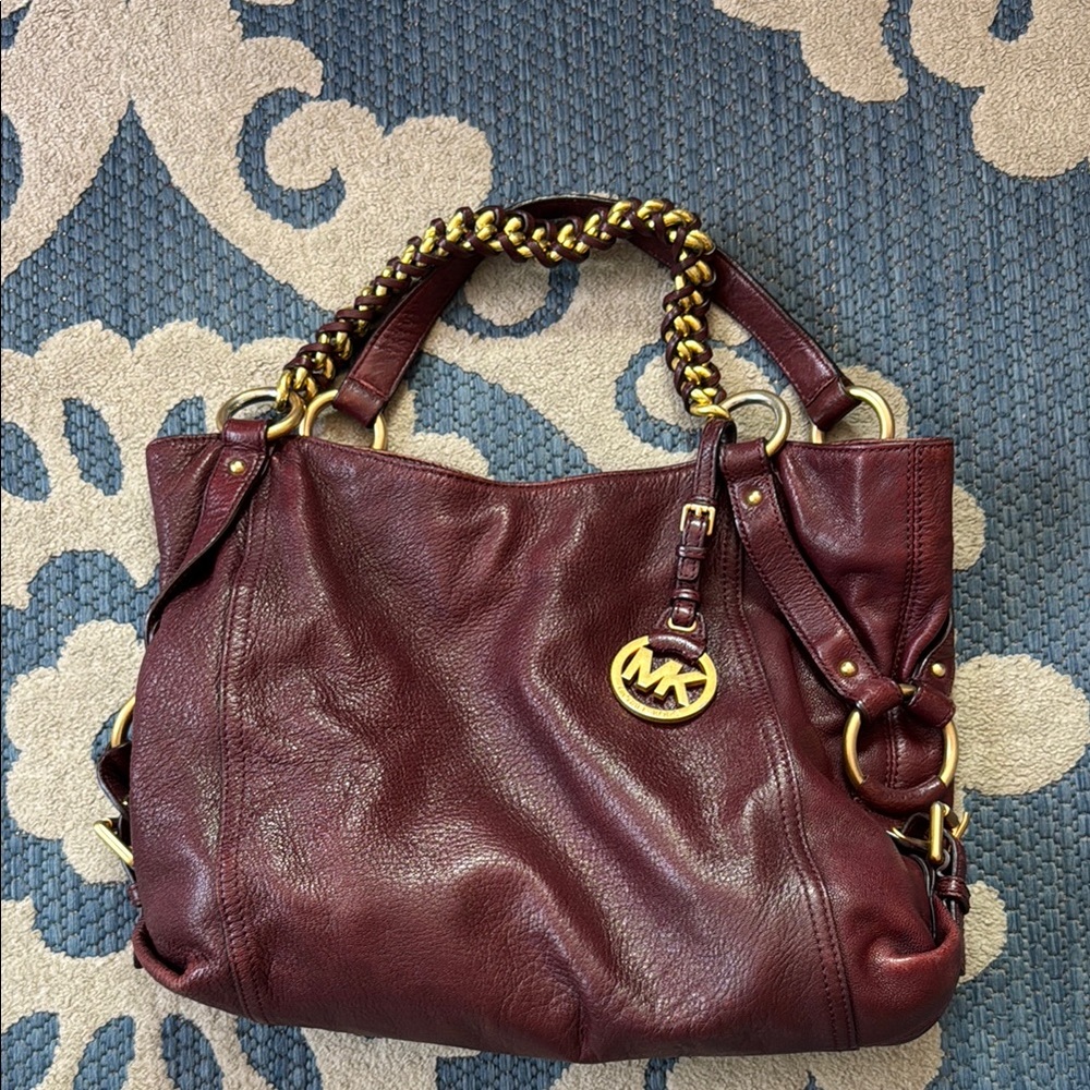 Michael Kors Burgundy Leather Tote Bag